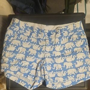 Lilly Pulitzer Blue and White Elephant Print Shorts
